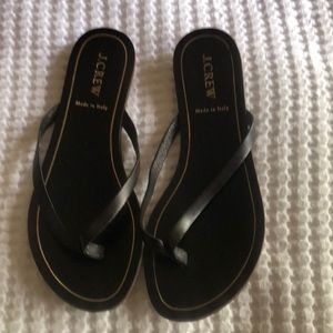 J crew tong sandals leather strap made in Italy size 7 black